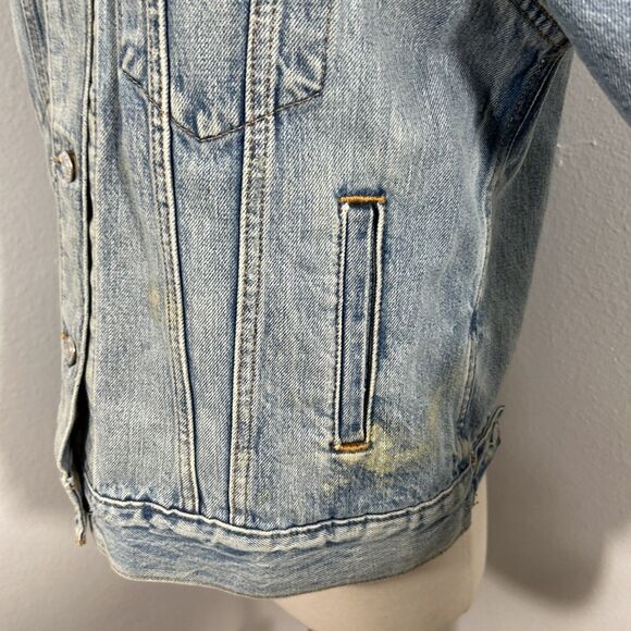 Levis Premium‎ Jean Jacket Womens M Blue Big E Denim Trucker - Picture 2 of 9